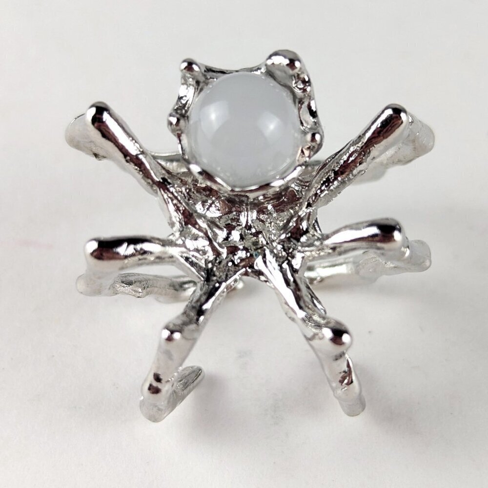 Silver Moonstone Spider Ring - Adjustable/One-Size